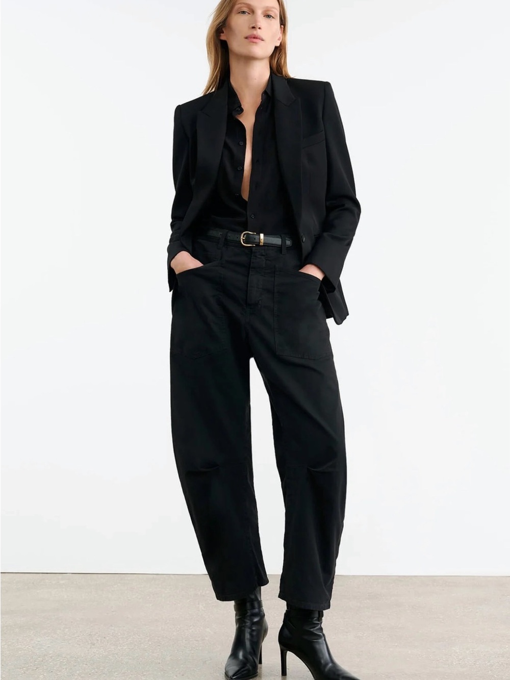 Nili Lotan Black Shon Barrel Pants